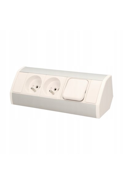Orno Priză dublă de mobilier, montaj la suprafață, priză de colț 2x230V cu în...