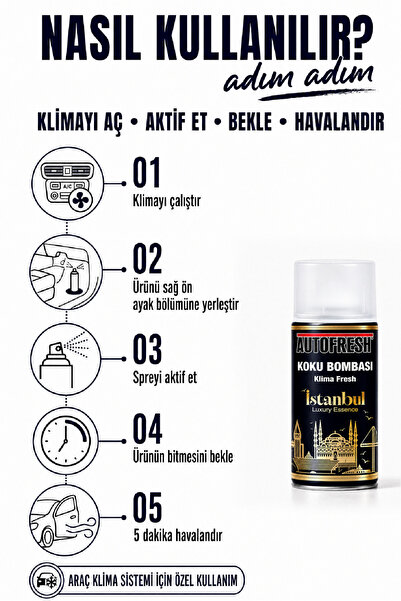 AutoFresh Araç Klima Koku Bombası 4’lü Set 150 ml – Oto Klima Temizleyici ve Kötü Koku Giderici
