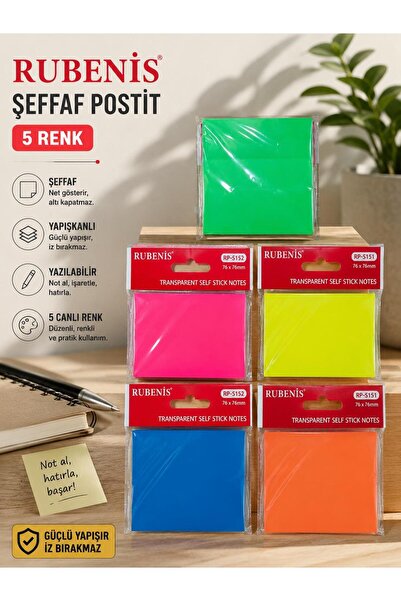 Rubenis Transparent Posti̇t 50 Yp 5 Color Set