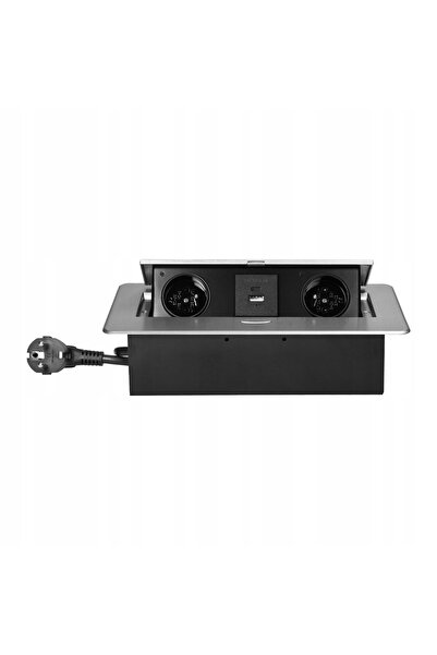 Virone Priză încastrată retractabilă pentru blat USB USB-C 2x230V argintiu 1,5m