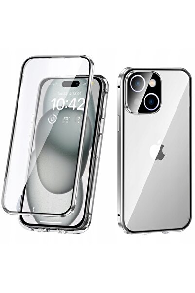 XGSM Husă Dual Glass pentru iPhone 15, Magnetică, din Sticlă, Protecție Compl...