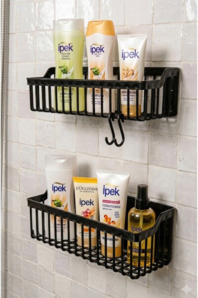 AZESUR Yapışkanlı Duvar Rafı, 2'li Duvar Düzenleyici, Banyo-Mutfak Organize D...