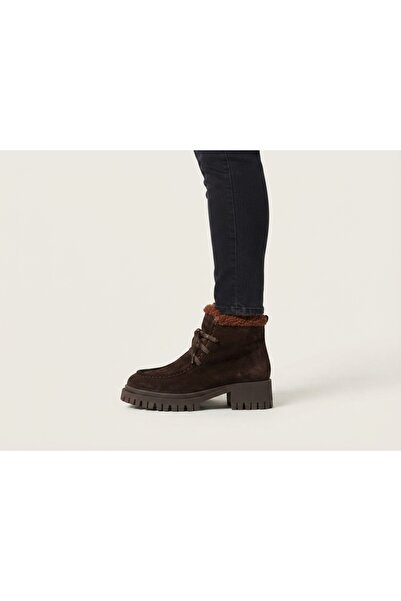MARCO ROCCO Genuine Leather Suede Plush Laced Zippered Boots Women's Shoes