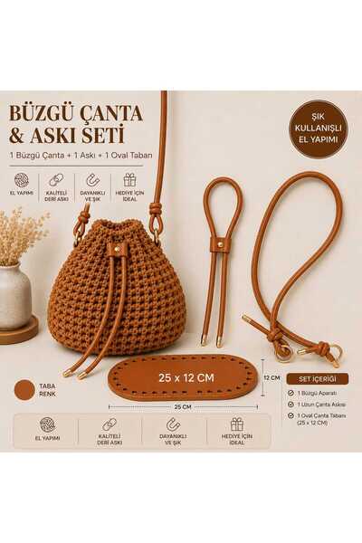 aurellen Büzgü Çanta Yapım Seti – 25x12 cm Oval Taban, Uzun Askı ve Büzgü Apa...