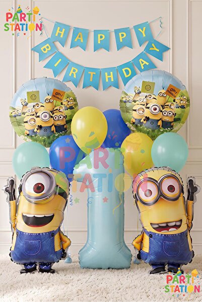 Parti Station Minions Balloon 12 Piece Set 1 Year Old Birthday Set Happy Birt...