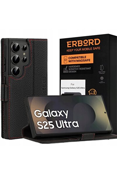 ERBORD Husă portofel din piele pentru Galaxy S25 Ultra, Portofel, Husă