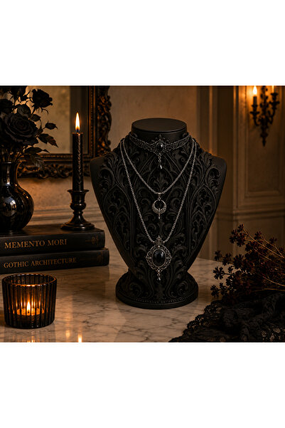 KUNDUZ AHŞAP TASARIM ATÖLYESİ Gothic Necklace Stand Jewelry Mannequin Decorat...