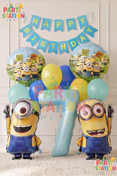 Parti Station Minions Balloon 12 Piece Set 7Th Birthday Set Happy Birthday Ba...