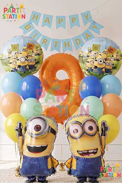 Parti Station Minions Balloon 16 Piece Set 9Th Birthday Set Happy Birthday Ba...