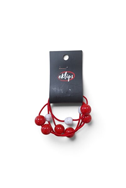eklips Red - White Color Beaded Rubber Buckle 130687