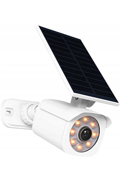 bestlant Lampă solară de grădină Atrapa albă cu panou și 3 unități LED