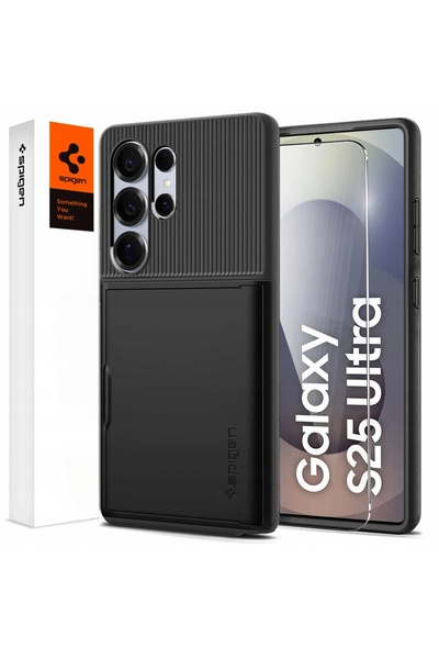 Spigen Husă pentru Samsung Galaxy S25 Ultra, cu slot pentru card + sticlă 9H
