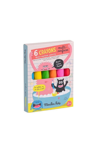 Moulin Roty Set of 6 multi-surface neon pencils,