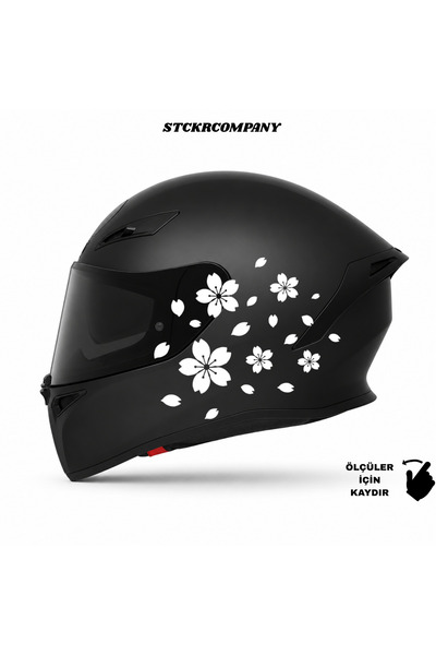 STCKRCO Sakura Kask Stickerı - Japon Kiraz Çiçeği Desenli Motosiklet Kask Sti...