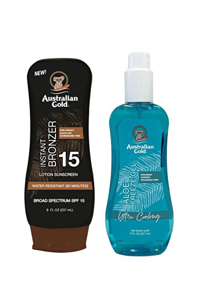 Australian Gold Balsam cu bronzant SPF15 + Gel răcoritor cu Aloe