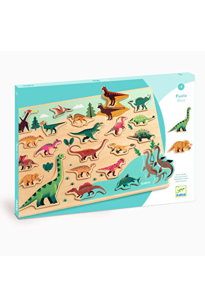djeco Puzzle din lemn cu dinozauri