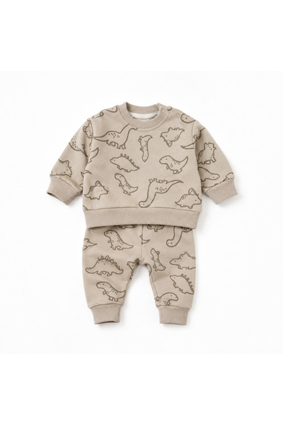 Mono Kids Dino Baskılı Erkek Bebek Alt Üst Eşofman Takımı