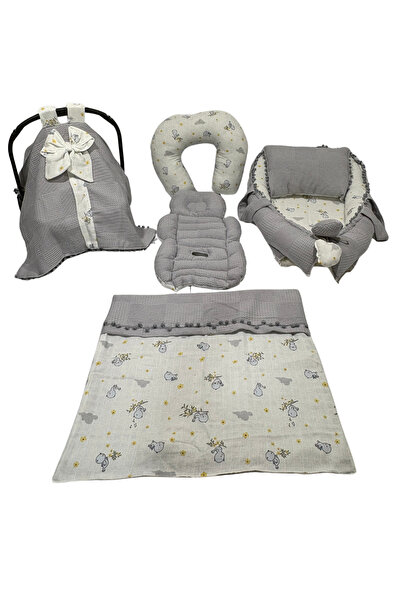 Happy Baby Dikiş Atölyesi 6 Parça Müslin Waffle Babynest Taşınabilir Bebek Ya...