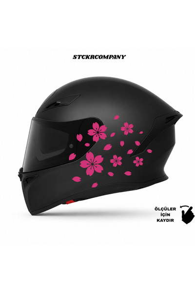 STCKRCO Sakura Kask Stickerı - Japon Kiraz Çiçeği Desenli Motosiklet Kask Sti...