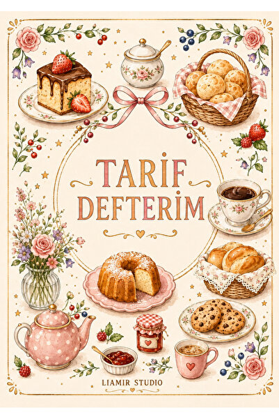 Liamir Studio Yemek Tarif Defteri 50 Yaprak, 100 Sayfa, Laminasyon Kapak / Te...