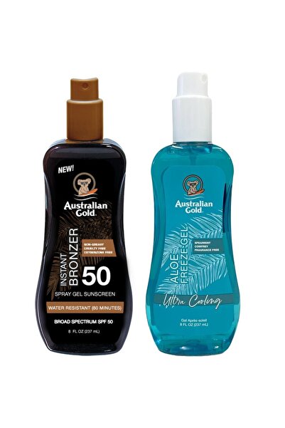 Australian Gold Spray gel bronzant SPF50 + Gel răcoritor cu Aloe