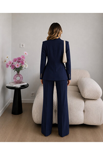 Ekim Store Gold Tek Düğmeli Hakim Yaka Ceket Pantolon Blazer Takım