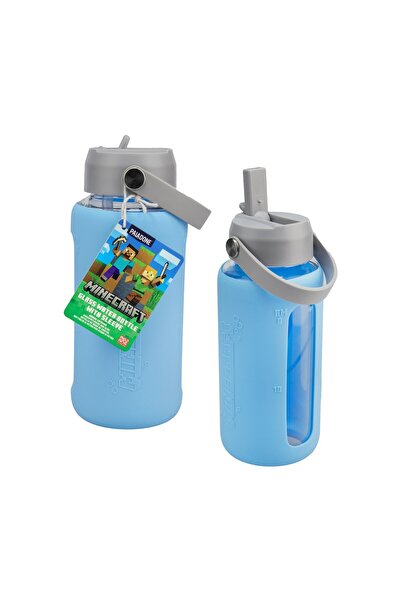 Paladone : Minecraft – Glass Water Bottle with Sleeve (PP16082MCF)