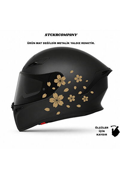 STCKRCO Sakura Kask Stickerı - Japon Kiraz Çiçeği Desenli Motosiklet Kask Sti...