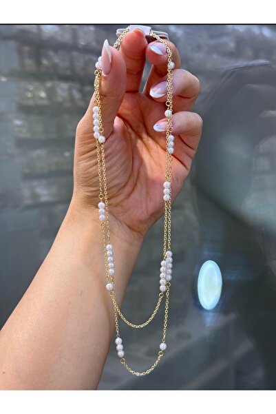XUPING JEWELRY 14K RENGİ İNCİLİ İKİLİ ÇELİK KOLYE 47CM