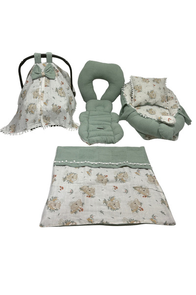 Happy Baby Dikiş Atölyesi 6 Parça Müslin Waffle Babynest Taşınabilir Bebek Ya...