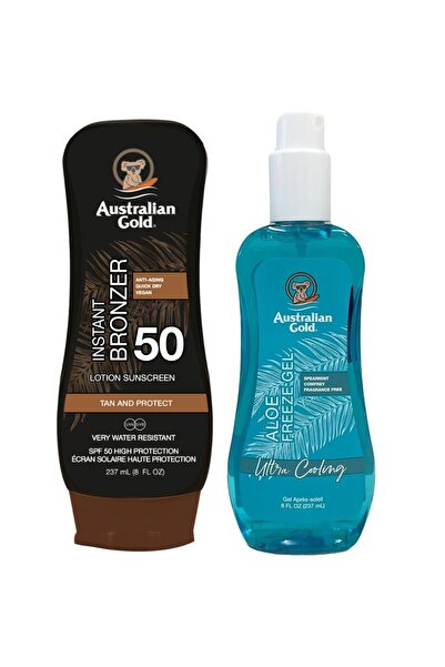 Australian Gold Balsam cu bronzant SPF50 + Gel răcoritor cu Aloe
