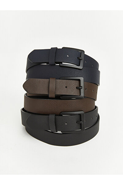 LC Waikiki Lcw Accessories Black Leather Look Men's Belt Set of 3