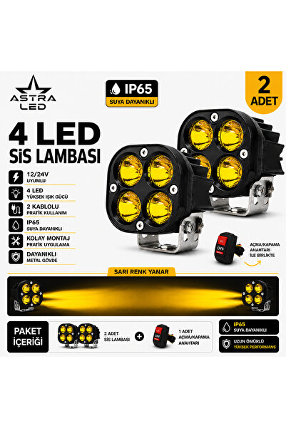 ASTRA LED 2 Adet Açma Kapama Anahtarlı Off Road Arazi Aracı ve Motosiklet Uyu...