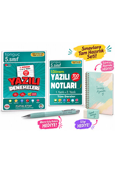Tonguç Yayınları 5. SINIF 1 DÖNEM YAZILI NOTLARI VE DENEMELERİ (SÜRESİZ AJAND...