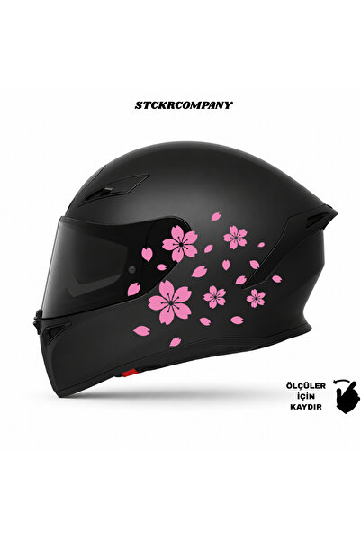 STCKRCO Sakura Kask Stickerı - Japon Kiraz Çiçeği Desenli Motosiklet Kask Sti...