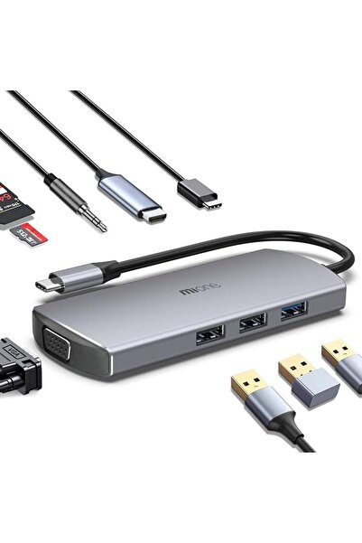 GENERAL Homeefay 9-in-1 Multiport USB C Hub 4K HDMI + Vga 100W Fast Charging ...