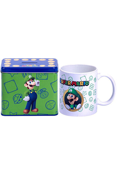 Nintendo Set Super Mario Bros Cană Luigi + Pușculiță