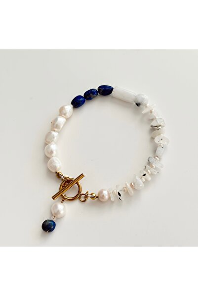 Vesce Atelier Lapis Pearl & Moonstone Natural Stone Bracelet