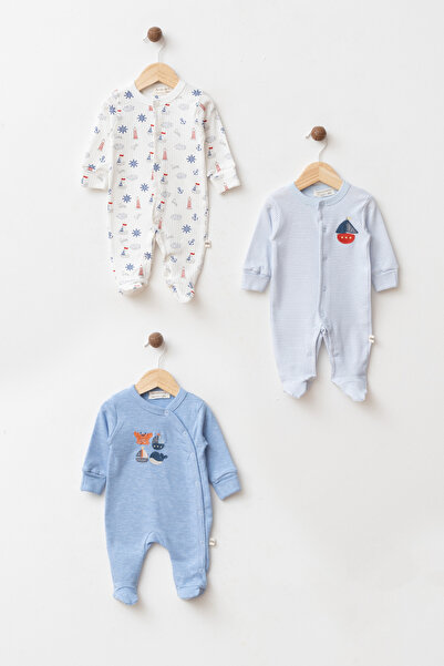 yukobaby bebeğiniz için en doğalı Baby 100% Cotton Mini Captain 3-Piece Jumps...