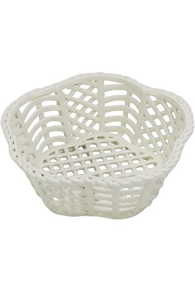 GENERAL Modern Kitchen Countertop Fruit Storage Basket Handmade White Ceramic...