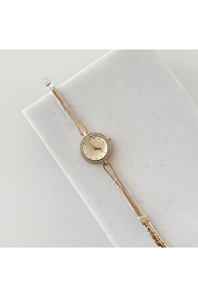Vesce Atelier Gold Watch with Stone on the Dial Edge Gold