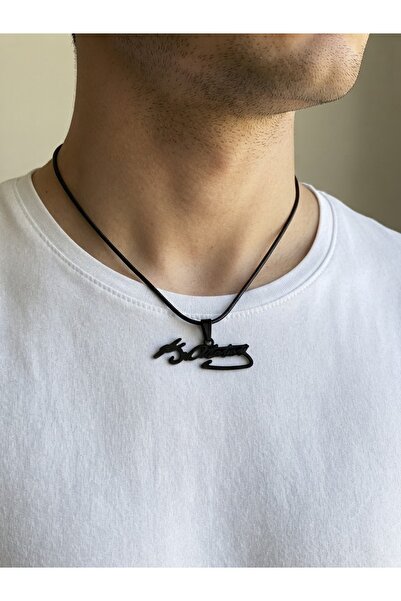 kurukafagift Kemal Atatürk Signature Steel Necklace