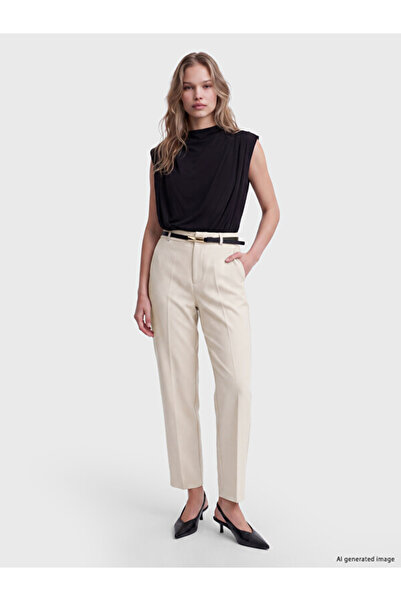 LC Waikiki Rmz Gi̇yi̇m Farkiyla Women's Fabric Trousers with Waist Belt