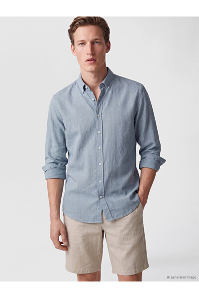 LC Waikiki Rmz Gi̇yi̇m Farkiyla Standard Fit Dobby Men's Shirt