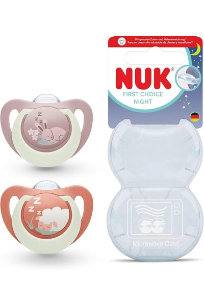 Nuk Fc Night 2-Pack Night Pacifier, 6-18 Months, Rabbit/Sheep