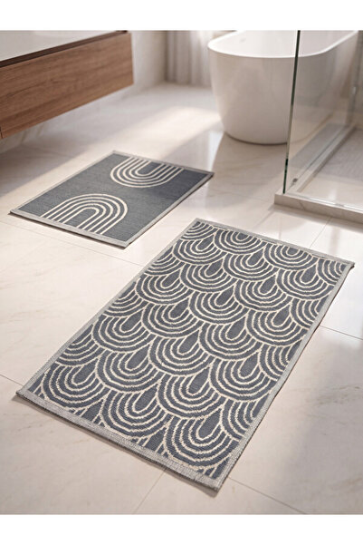 LC Waikiki Rmz Gi̇yi̇m Farkiyla Geometric Embroidered Bath Mat Set of 2