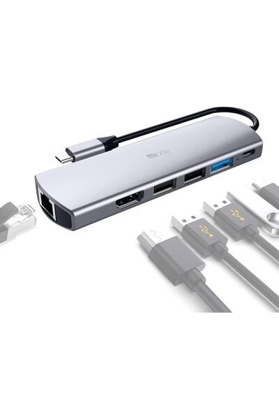 GENERAL موزع USB C 6 في 1، محول USB-C الى HDMI مع HDMI 4K، شحن PD 100 واط، 3 ...