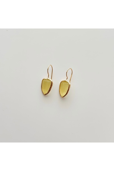 Vesce Atelier Triangle Chalcedony Natural Stone Earrings Yellow