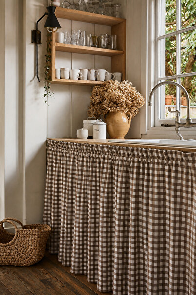 ToffyStore Brown Pöti̇kare Under-Counter Curtain (150X70Cm)