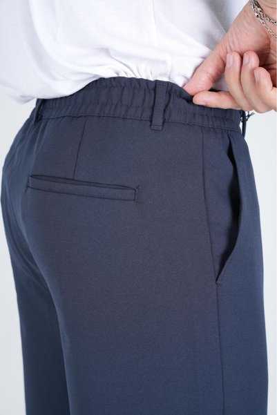 BY İMPALA MODA Bel Lastikli İpli ve Düğmeli Boyfriend Kalıp Kumaş Jogger Pantolon